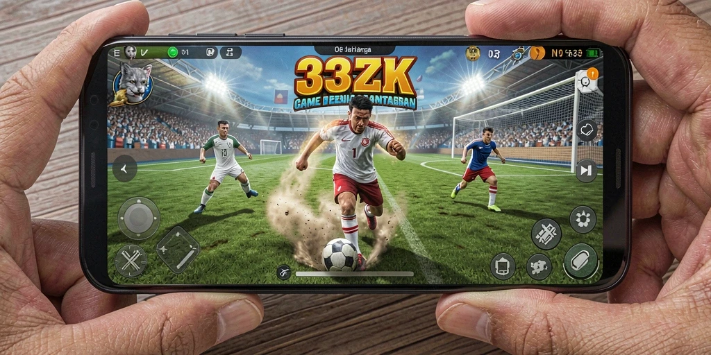 Screenshot utama gameplay 33ZK menampilkan aksi seru di lapangan olahraga.