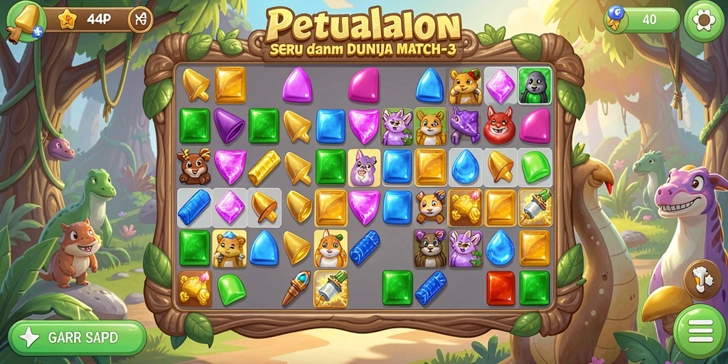 Tampilan gameplay Match-3 yang menakjubkan di 4P4P.