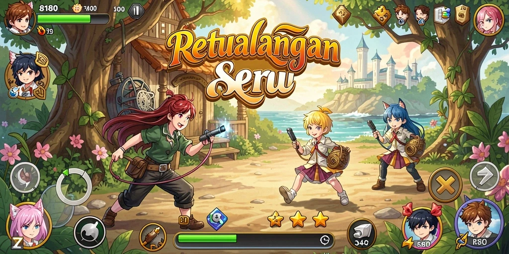 Tampilan gameplay menarik dalam dunia anime yang penuh warna.