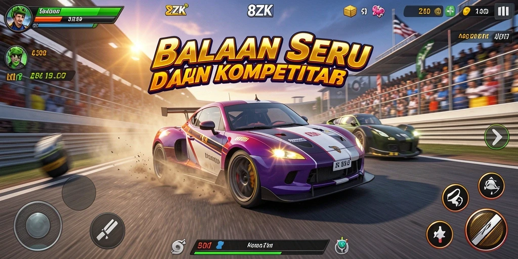 Tampilan gameplay Racing 8ZK yang mendebarkan dan kompetitif.