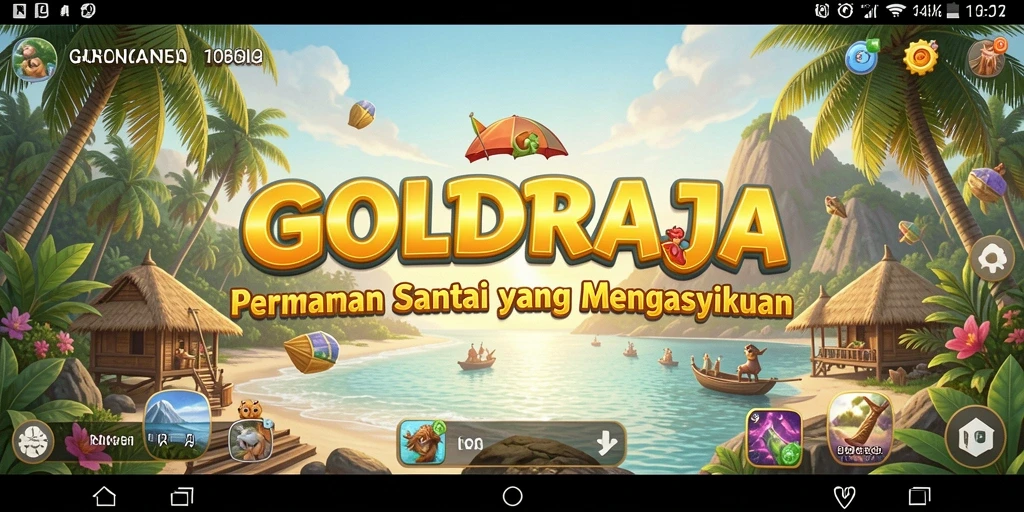 Screenshot utama GOLDRAJA menampilkan gameplay yang ceria dan menegangkan.