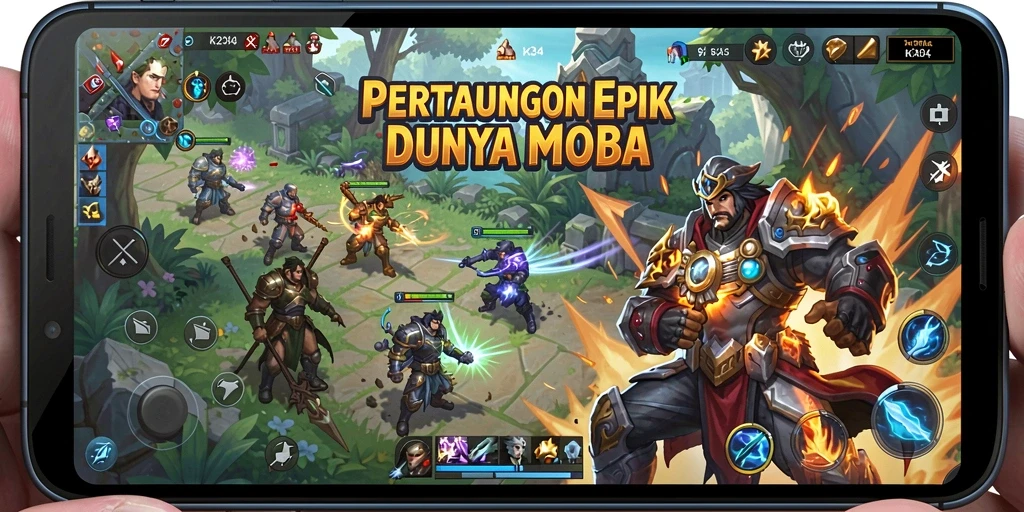Tampilan gameplay K234 yang menegangkan dalam pertempuran MOBA.