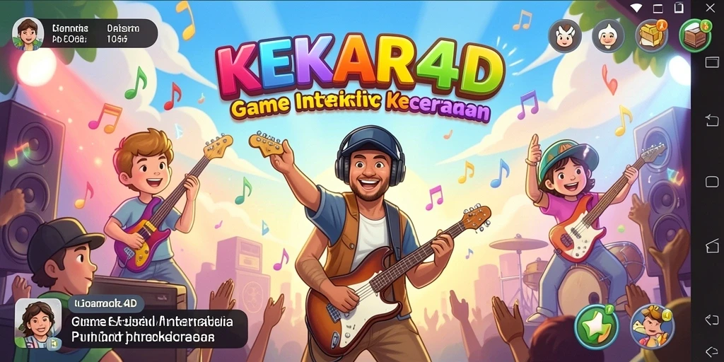 Tampilan gameplay interaktif dari KEKAR4D dengan musik yang beragam.