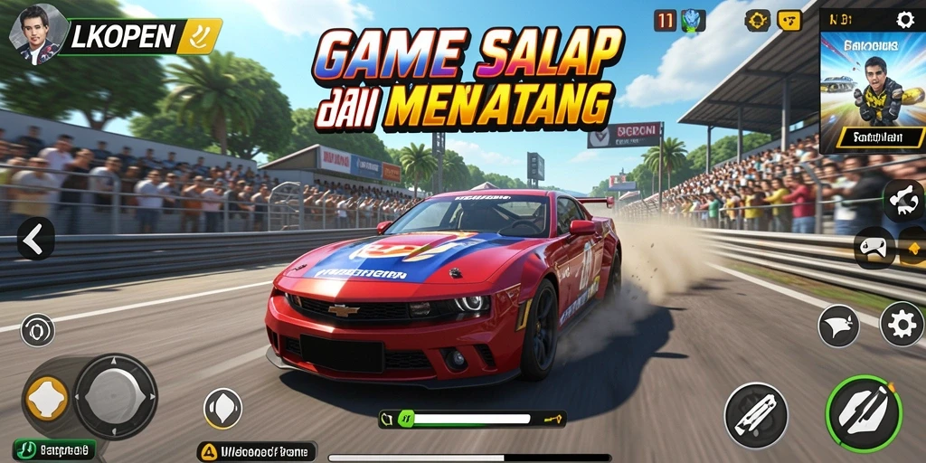 Gameplay LKOPEN dengan aksi balap yang mendebarkan.