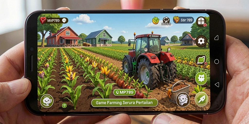 Tampilan screenshot gameplay <strong>MVP789</strong> menunjukkan dunia pertanian yang indah dan interaktif.