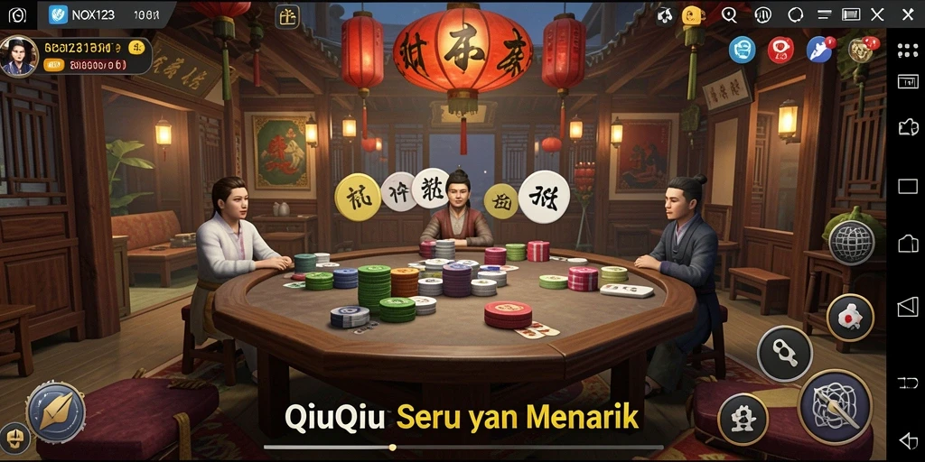 Tangkapan layar utama gameplay QiuQiu yang menegangkan.