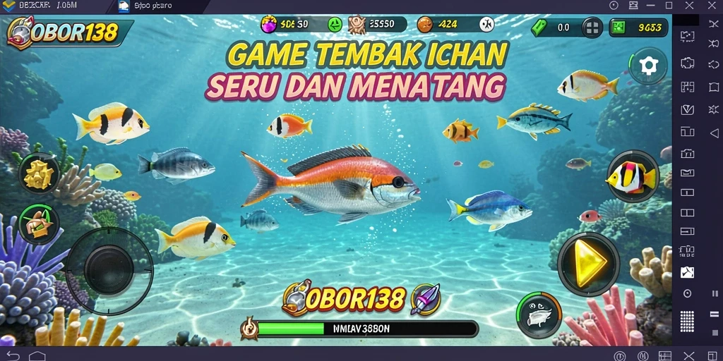 Gameplay seru OBOR138 saat berburu ikan.