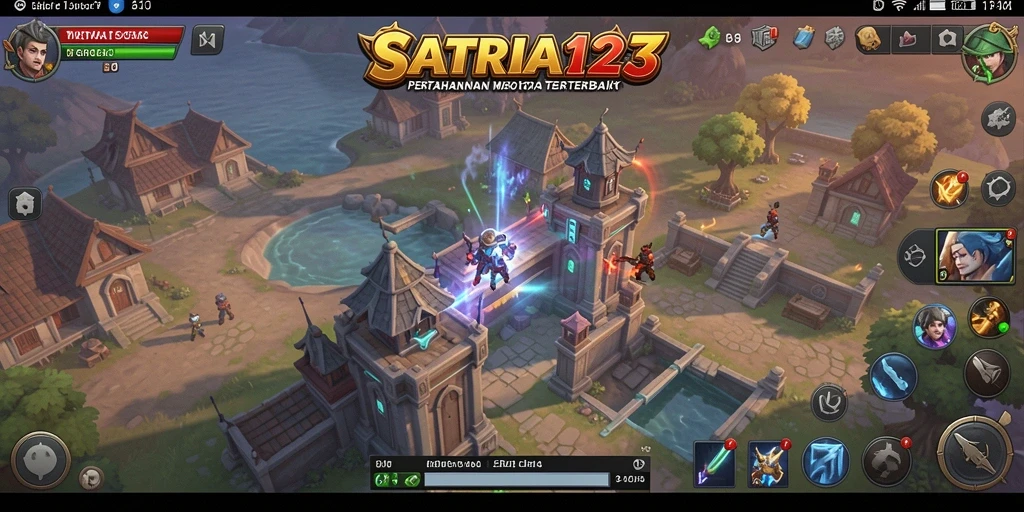 Tampilan gameplay menegangkan SATRIA123 dalam Tower Defense.